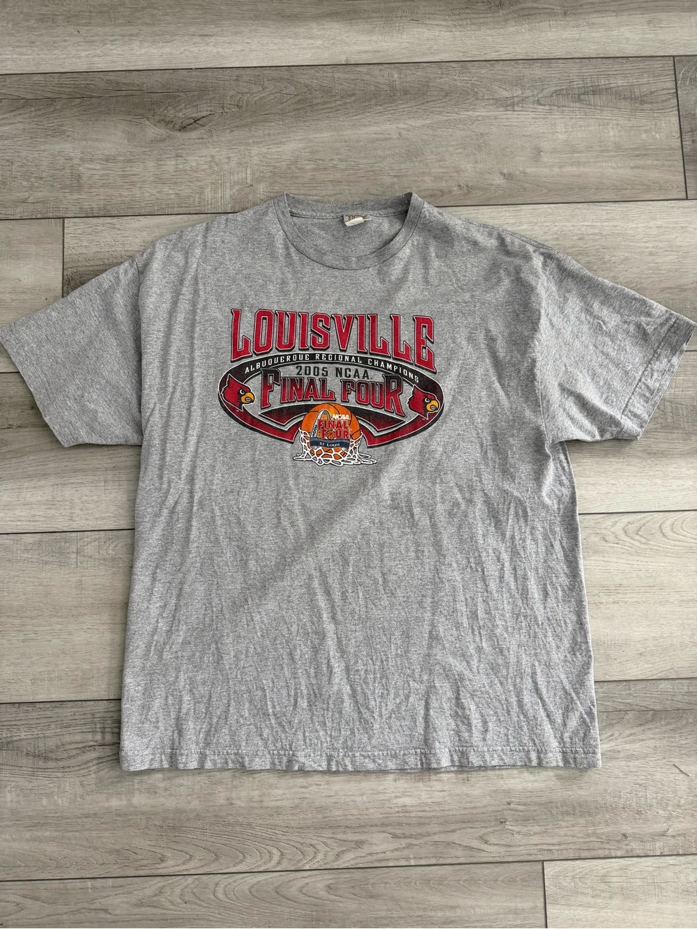 TC Gray Louisville Final Four Graphic Tee with Red Accents